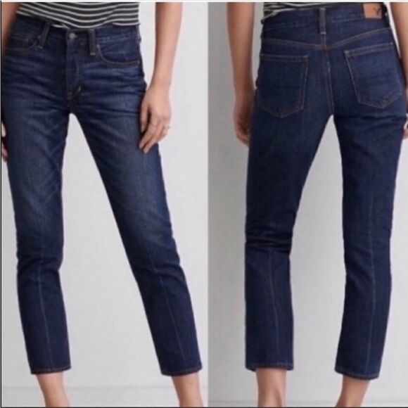 American Eagle Outfitters Vintage Hi Rise Button Fly Crop Jeans Blue 8 - Picture 6 of 13